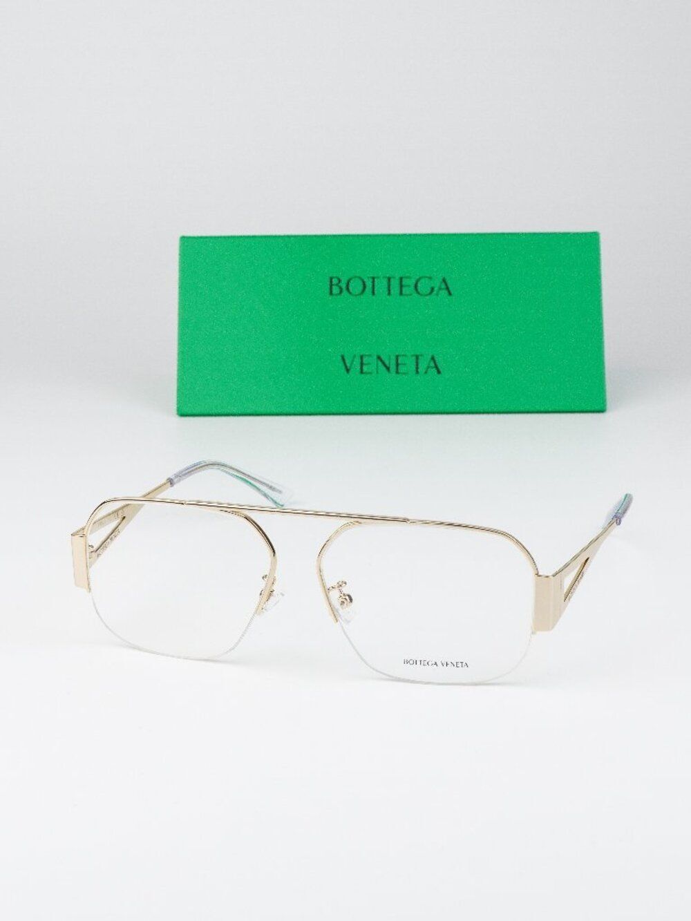 Bottega Veneta Women Eyeglasses Gold Pilot BV1067O 002 NEW AUTHENTIC